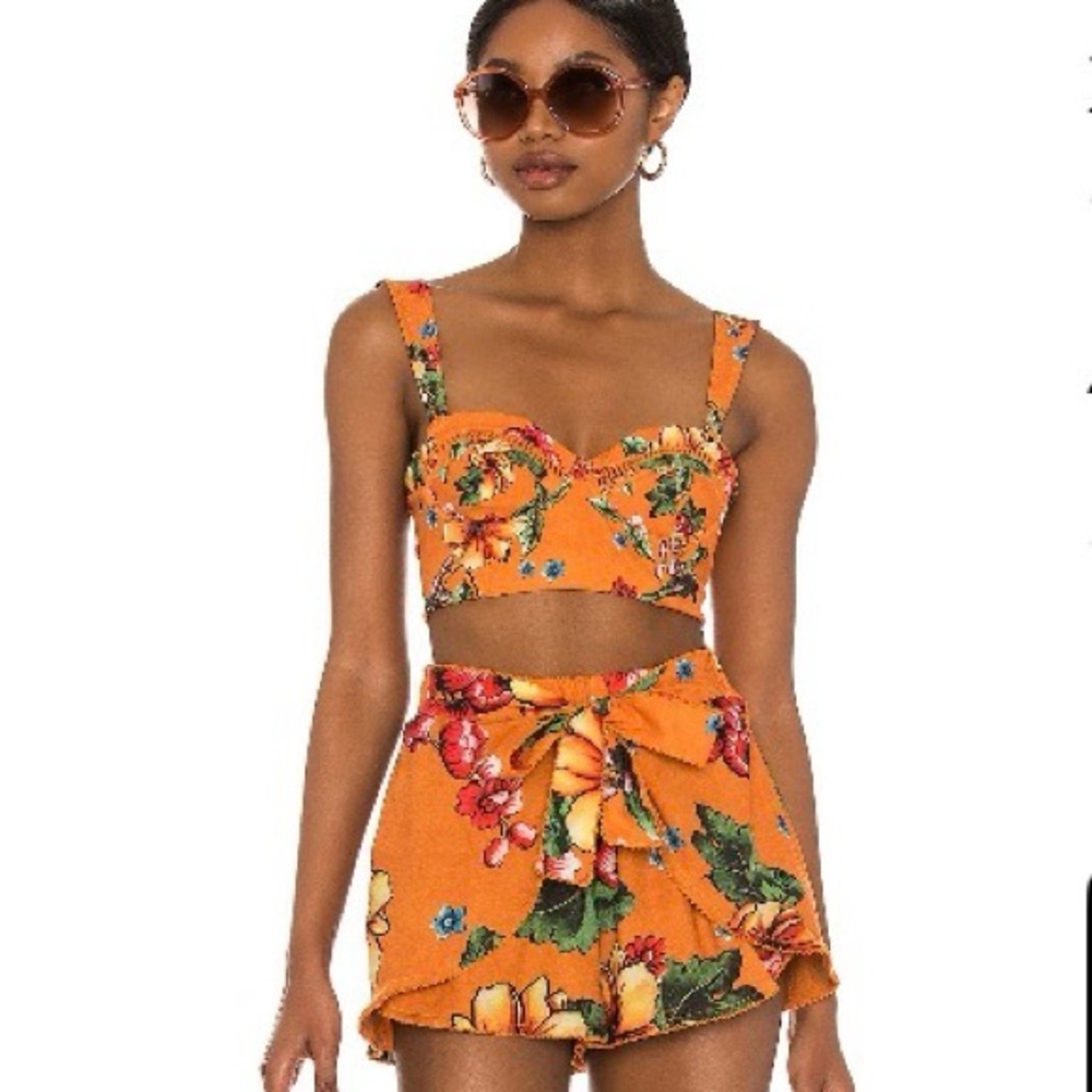 Agua Bendita Orange Floral Skort